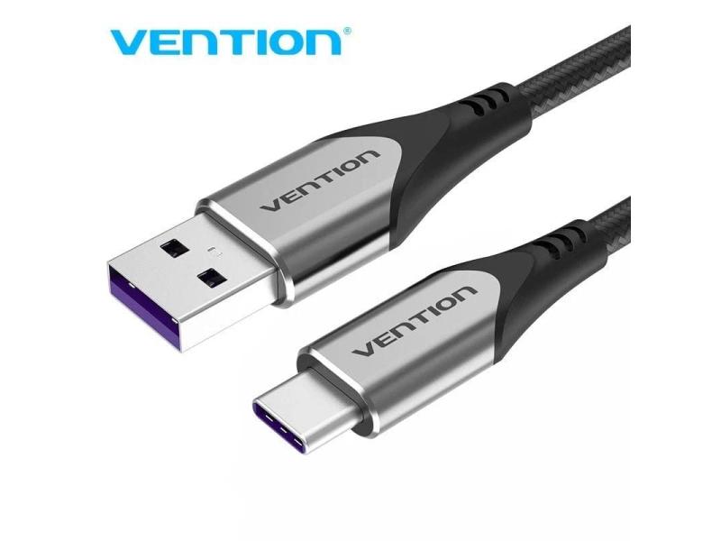 Cable USB 2.0 Tipo-C Vention COFHG/ USB Tipo-C Macho - USB Macho/ Hasta 100W/ 480Mbps/ 1.5m/ Gris