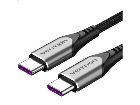 Cable USB 2.0 Tipo-C Vention TAEHG/ USB Tipo-C Macho - USB Tipo-C Macho/ Hasta 100W/ 480Mbps/ 1.5m/ Gris