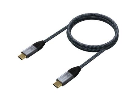 Cable USB 2.0 Tipo-C Aisens A107-0629 5A 100W/ USB Tipo-C Macho - USB Tipo-C Macho/ Hasta 100W/ 60Mbps/ 2m/ Gris