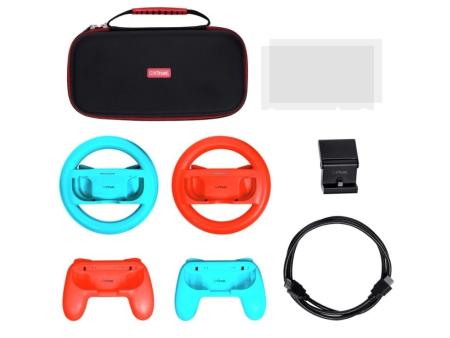 Pack Gaming Trust Gaming GXT 1249/ Estuche rígido + 2 Joy-Con + 2 Volantes + Cristal Templado para Switch + Soporte de Carga