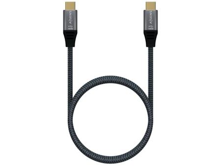 Cable USB 3.2 Tipo-C Aisens A107-0634 20GBPS 5A 100W/ USB Tipo-C Macho - USB Tipo-C Macho/ Hasta 100W/ 2500Mbps/ 2m/ Gris