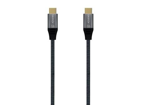 Cable USB 3.2 Tipo-C Aisens A107-0670 20GBPS 100W/ USB Tipo-C Macho - USB Tipo-C Macho/ Hasta 100W/ 2500Mbps/ 60cm/ Gris