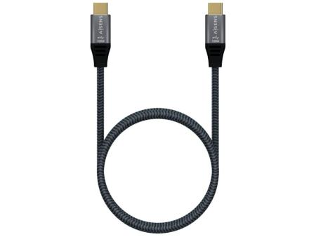 Cable USB 3.2 Tipo-C Aisens A107-0671 20GBPS 100W/ USB Tipo-C Macho - USB Tipo-C Macho/ Hasta 100W/ 2500Mbps/ 1m/ Gris