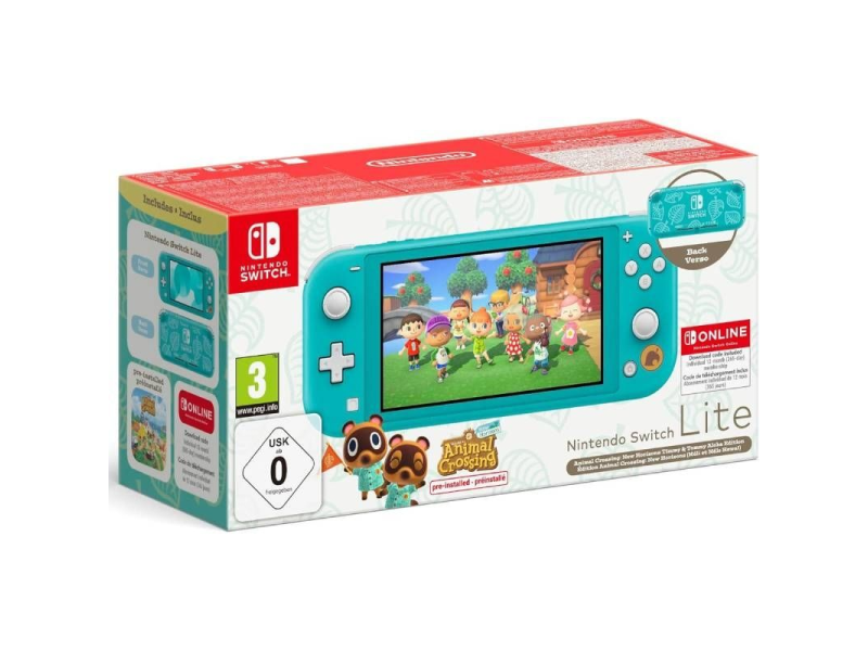 Nintendo Switch Lite Azul Turquesa + Juego Nintendo Animal Crossing New Horizons