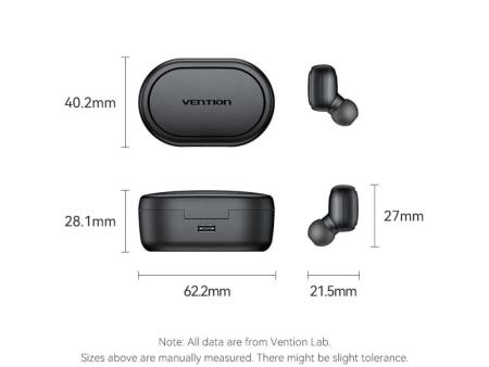 Auriculares Bluetooth Vention Tiny T15 NBDB0 con estuche de carga/ Autonomía 7h/ Negros