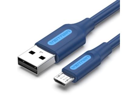 Cable USB 2.0 Vention COLLF/ USB Macho - MicroUSB Macho/ Hasta 60W/ 480Mbps/ 1m/ Azul