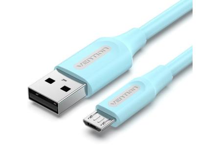 Cable USB 2.0 Vention COLSF/ USB Macho - MicroUSB Macho/ Hasta 60W/ 480Mbps/ 1m/ Azul