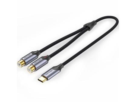 Cable Conversor Vention BGVHD/ 2x RCA Hembra - USB Tipo-C Macho/ 50cm/ Gris