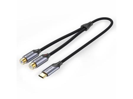 Cable Conversor Vention BGVHG/ 2x RCA Hembra - USB Tipo-C Macho/ 1.5m/ Gris