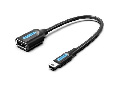 Cable USB 2.0 Vention CCUBB/ USB Mini-B Macho - USB Hembra/ 480Mbps/ 15cm/ Negro