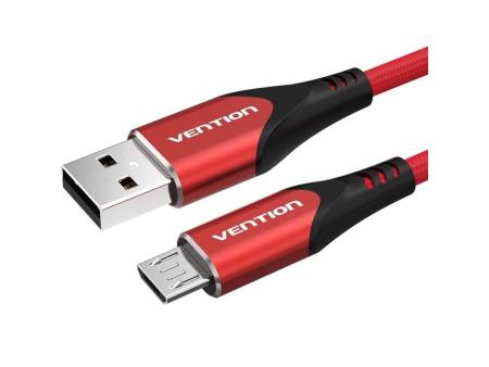 Cable USB 2.0 Vention COARG/ USB Macho - MicroUSB Macho/ Hasta 60W/ 480Mbps/ 1.5m/ Rojo