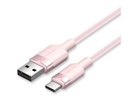 Cable USB 2.0 Tipo-C Vention CTNPH/ USB Tipo-C Macho - USB Macho/ Hasta 60W/ 480Mbps/ 2m/ Rosa