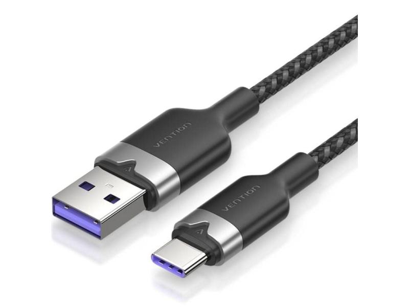 Cable USB 2.0 Tipo-C Vention CTOBF/ USB Tipo-C Macho - USB Macho/ Hasta 100W/ 480Mbps/ 1m/ Negro