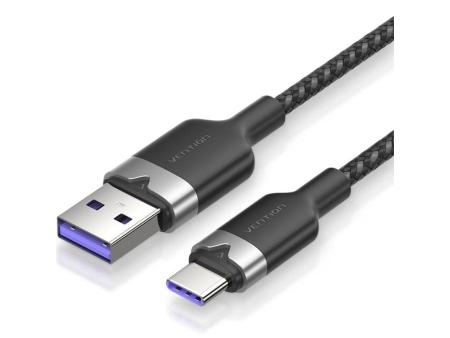 Cable USB 2.0 Tipo-C Vention CTOBH/ USB Tipo-C Macho - USB Macho/ Hasta 100W/ 480Mbps/ 2m/ Negro