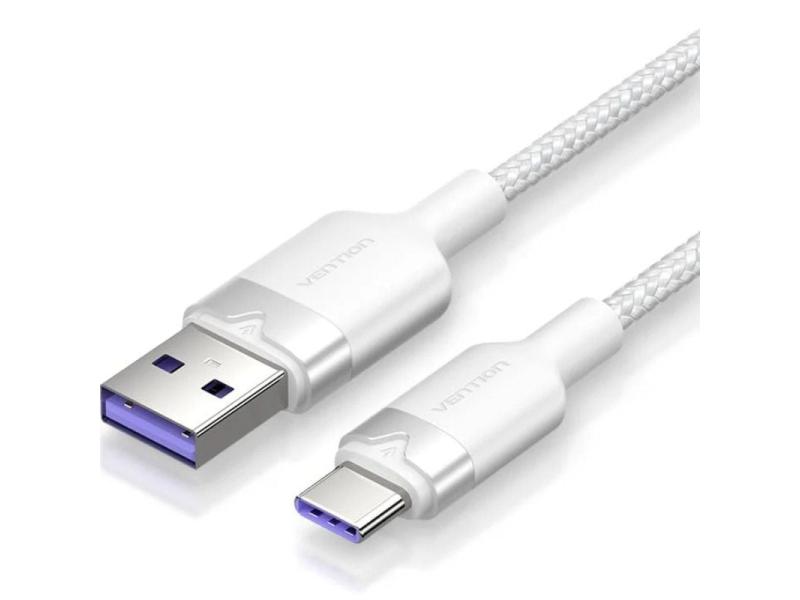 Cable USB 2.0 Tipo-C Vention CTOWF/ USB Tipo-C Macho - USB Macho/ Hasta 100W/ 480Mbps/ 1m/ Blanco