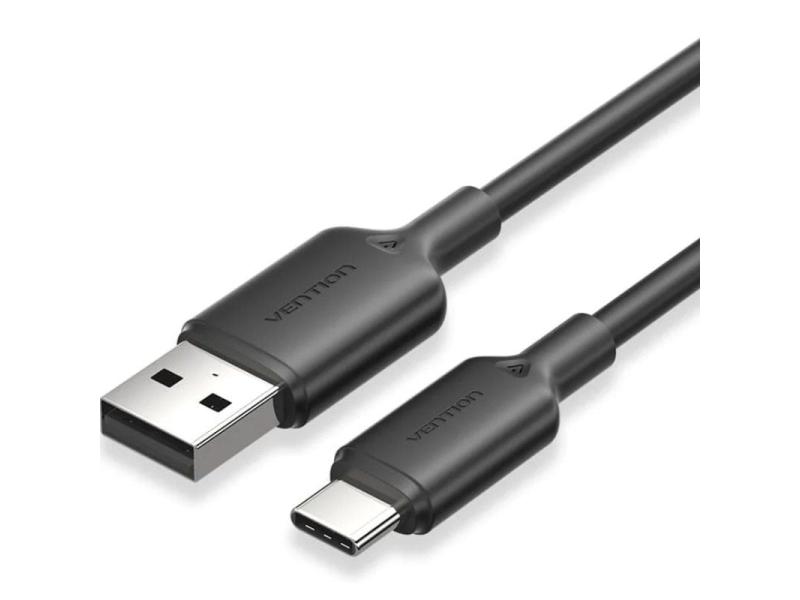 Cable USB 2.0 Tipo-C Vention CTQBF/ USB Tipo-C Macho - USB Macho/ Hasta 60W/ 480Mbps/ 1m/ Negro