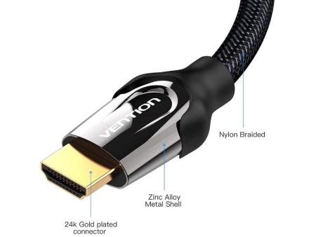 Cable HDMI 2.0 4K Vention VAA-B05-B500/ HDMI Macho - HDMI Macho/ 5m/ Negro