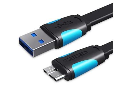 Cable USB 3.0 Vention VAS-A12-B200/ MicroUSB Macho - USB Macho/ Hasta 10W/ 5Gbps/ 2m/ Azul y Negro