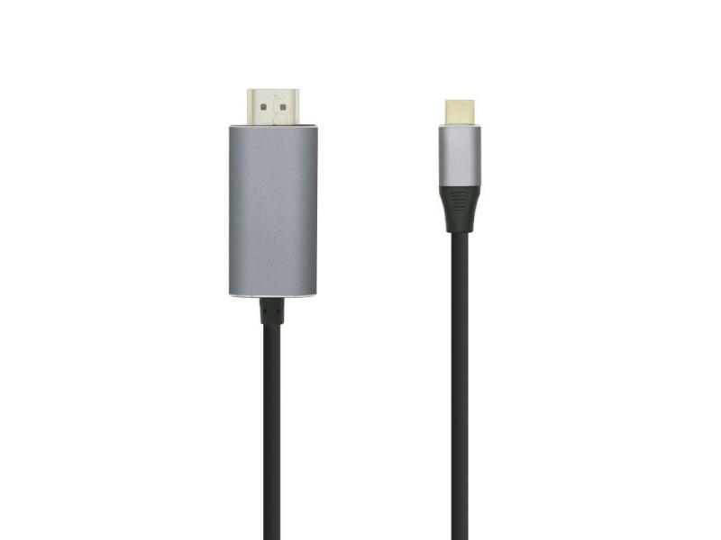 Cable Conversor Aisens A109-0392/ USB Tipo-C Macho - HDMI Macho/ Hasta 27W/ 1250Mbps/ 80cm/ Negro