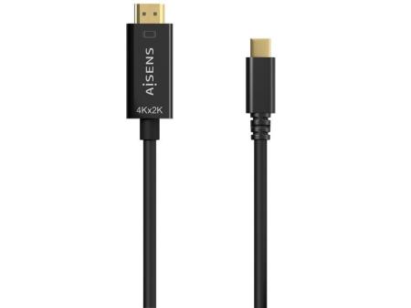 Cable Conversor HDMI 4K Aisens A109-0623/ USB Tipo-C Macho - HDMI Macho/ Hasta 27W/ 1250Mbps/ 80cm/ Negro