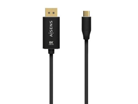 Cable Conversor DisplayPort 8K 60HZ Aisens A109-0686/ USB Tipo-C Macho - DisplayPort Macho/ Hasta 27W/ 1250Mbps/ 80cm/ Negro