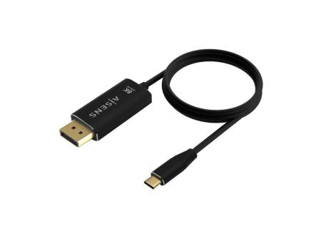 Cable Conversor DisplayPort 8K 60HZ Aisens A109-0686/ USB Tipo-C Macho - DisplayPort Macho/ Hasta 27W/ 1250Mbps/ 80cm/ Negro