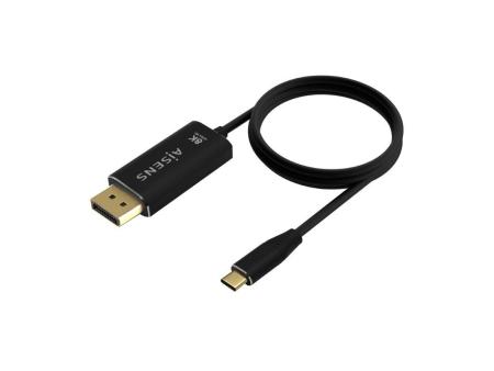 Cable Conversor DisplayPort 8K 60HZ Aisens A109-0687/ USB Tipo-C Macho - Displayport Macho/ Hasta 27W/ 1250Mbps/ 1.8m/ Negro