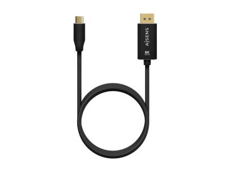 Cable Conversor DisplayPort 8K 60HZ Aisens A109-0687/ USB Tipo-C Macho - Displayport Macho/ Hasta 27W/ 1250Mbps/ 1.8m/ Negro