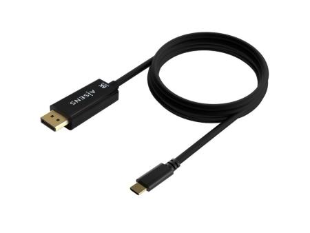 Cable Conversor Aisens A109-0689/ USB Tipo-C Macho - DisplayPort Macho/ Hasta 27W/ 1250Mbps/ 1.8m/ Negro