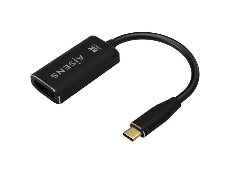 Conversor Aisens A109-0690/ USB Tipo-C Macho - DisplayPort Hembra/ Hasta 27W/ 1250Mbps/ 15cm/ Negro