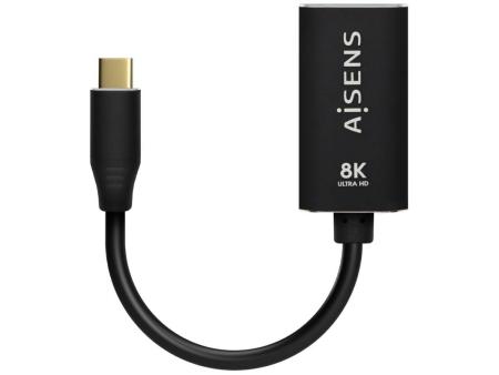 Conversor Aisens A109-0690/ USB Tipo-C Macho - DisplayPort Hembra/ Hasta 27W/ 1250Mbps/ 15cm/ Negro