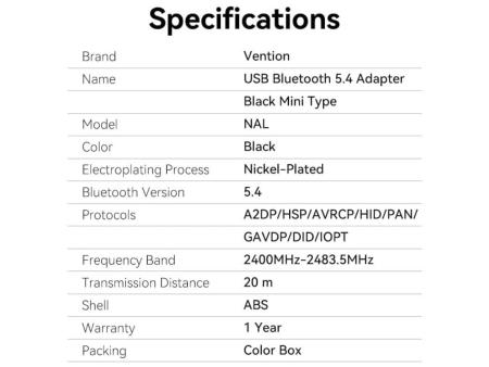 Adaptador USB - Bluetooth Vention NALB0