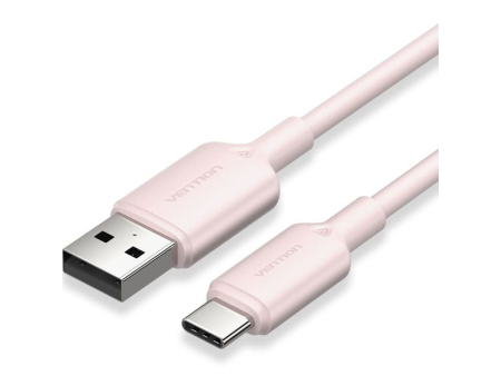 Cable USB 2.0 Tipo-C Vention CTQPF/ USB Tipo-C Macho - USB Macho/ Hasta 60W/ 480Mbps/ 1m/ Rosa