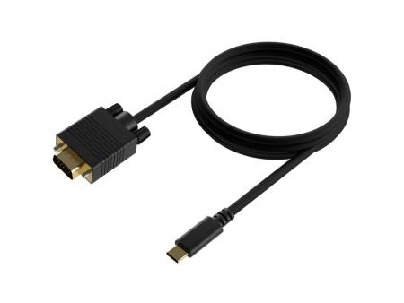 Cable Conversor Aisens A109-0692/ USB Tipo-C Macho - VGA Macho/ Hasta 27W/ 1250Mbps/ 80cm/ Negro