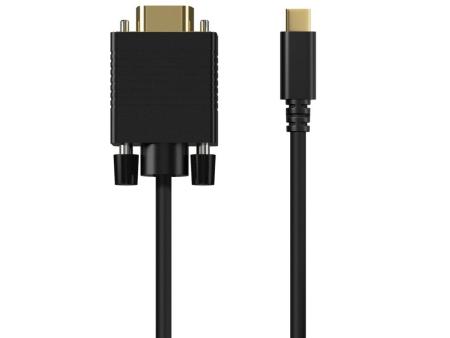 Cable Conversor Aisens A109-0692/ USB Tipo-C Macho - VGA Macho/ Hasta 27W/ 1250Mbps/ 80cm/ Negro