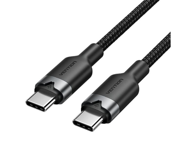 Cable USB 2.0 Tipo-C 3A Vention TRDBF/ USB Tipo-C Macho - USB Tipo-C Macho/ Hasta 60W/ 480Mbps/ 1m/ Negro