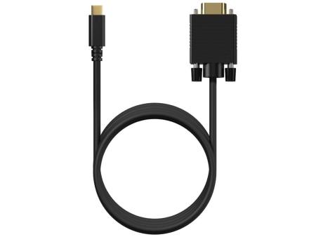 Cable Conversor Aisens A109-0693/ USB Tipo-C Macho - VGA Macho/ Hasta 27W/ 1250Mbps/ 1.8m/ Negro