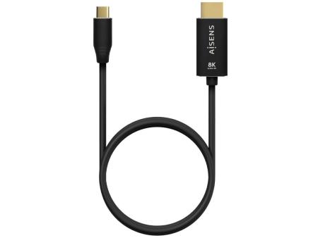 Cable Conversor Aisens A109-0711/ USB Tipo-C Macho/ HDMI 8K Macho/ Hasta 27W/ 6000Mbps/ 1m/ Negro