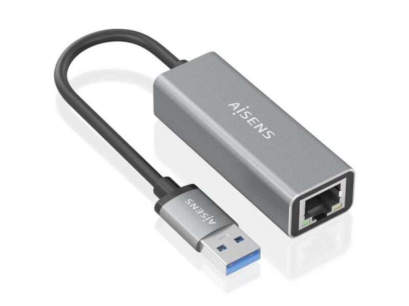 Adaptador USB 3.0 Aisens A106-0897/ USB Macho - RJ45 Hembra/ 15cm/ Gris