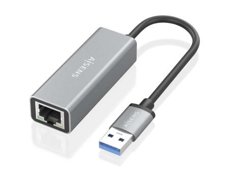 Adaptador USB 3.0 Aisens A106-0897/ USB Macho - RJ45 Hembra/ 15cm/ Gris