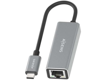 Adaptador USB 3.0 Aisens A109-0898/ USB Tipo-C Macho - RJ45 Hembra/ 15cm/ Gris