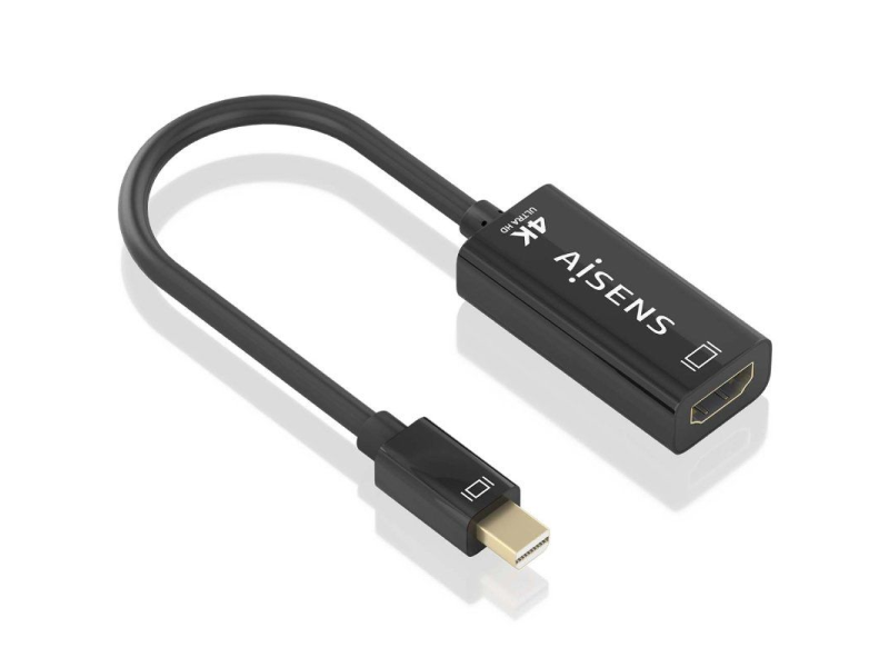 Cable Conversor Aisens A125-0904/ Mini DisplayPort Macho - HDMI Hembra/ 15cm/ Negro