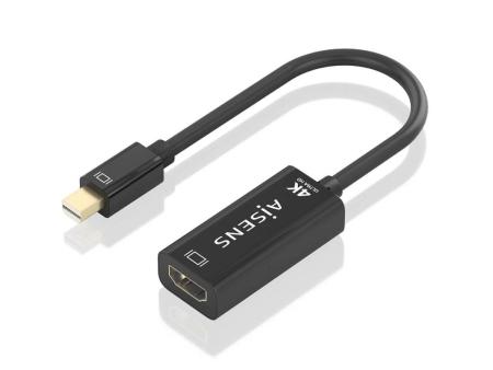 Cable Conversor Aisens A125-0904/ Mini DisplayPort Macho - HDMI Hembra/ 15cm/ Negro