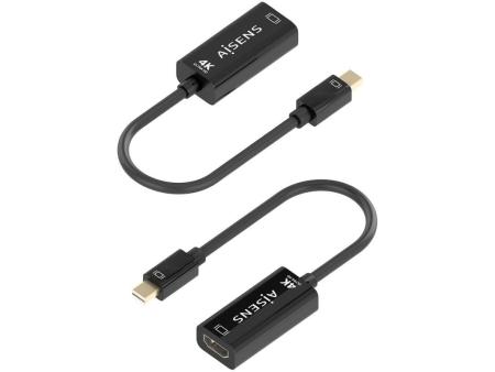 Cable Conversor Aisens A125-0904/ Mini DisplayPort Macho - HDMI Hembra/ 15cm/ Negro