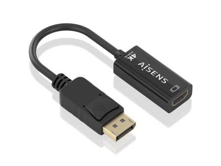 Cable Conversor Aisens A125-0905/ DisplayPort Macho - HDMI Hembra/ 15cm/ Negro