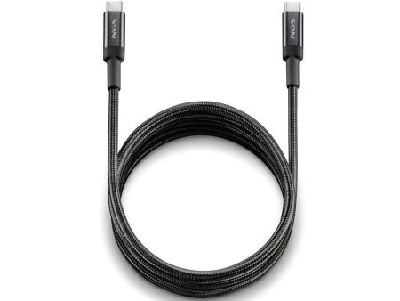 Cable USB 2.0 Tipo-C NGS KNOT/ USB Tipo-C Macho - USB Tipo-C Macho/ Hasta 100W/ 480Mbps/ 2m/ Negro