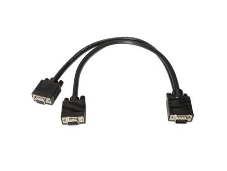 Cable Duplicador SVGA Aisens A113-0081/ VGA Macho - 2x VGA Hembra/ Hasta 3W/ 10Mbps/ 45cm/ Negro