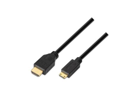 Cable HDMI Aisens A119-0115/ HDMI Macho - Mini HDMI Macho/ Hasta 10W/ 720Mbps/ 3m/ Negro