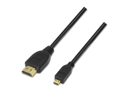 Cable Micro HDMI Aisens A119-0116/ HDMI Macho - Micro HDMI Macho/ Hasta 10W/ 720Mbps/ 80cm/ Negro