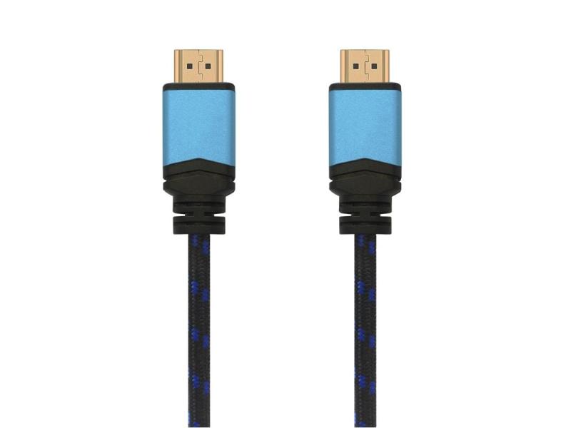 Cable HDMI 2.0 4K Aisens A120-0356 V2/ HDMI Macho - HDMI Macho/ Hasta 10W/ 2250Mbps/ 1m/ Negro/ Azul